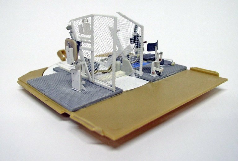Maquette du compartiment intérieur de l'Automoteur 155 AUF1 GCT avec sièges et grilles