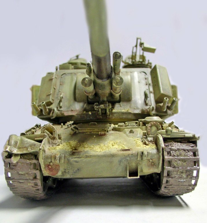 Maquette de l'automoteur 155 AUF1 GCT vue de face, canon et chenilles patinés