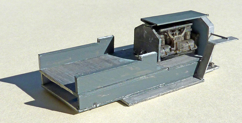 Maquette grise du plateau de remorque avec treuil moteur du ballon d'observation 1917