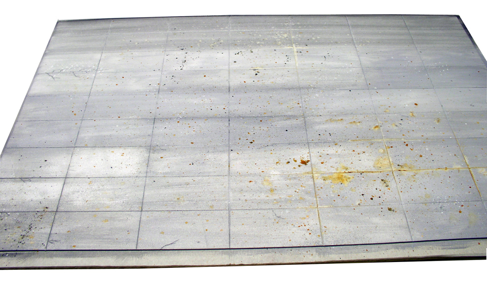 Plaque de sol gris clair quadrillée patinée avec taches de rouille pour maquette Dorthmund III