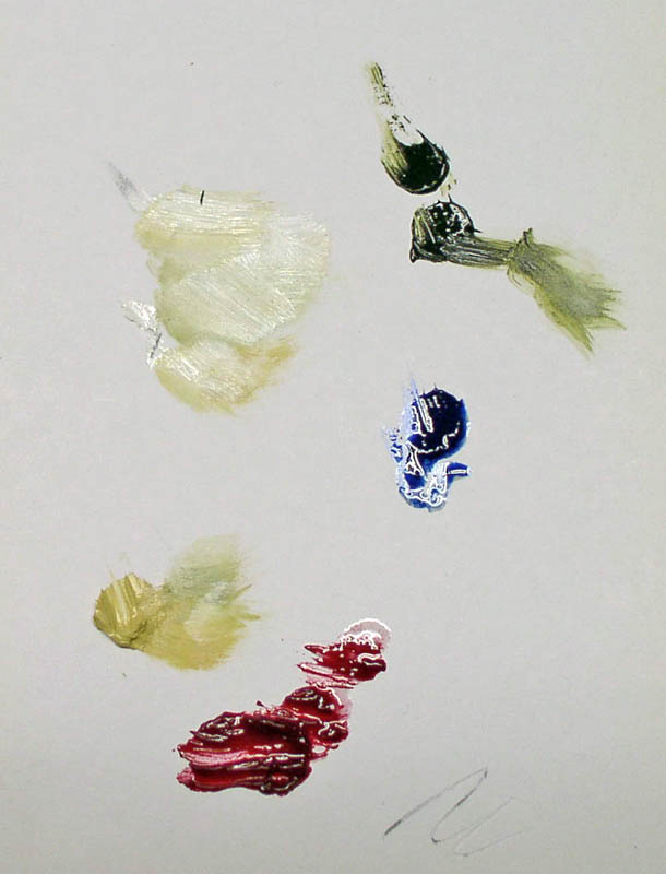 Échantillons de peintures à l'huile testées sur papier pour figurine Prometheus
