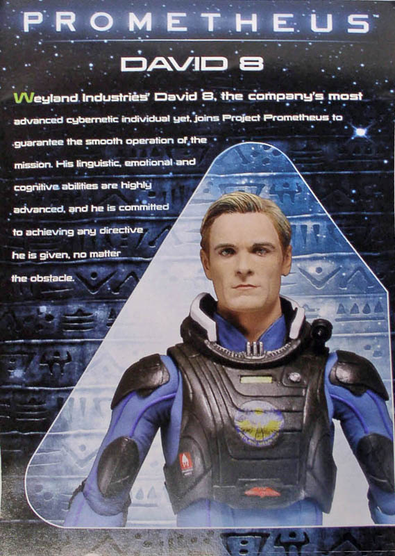 Emballage de la figurine David 8 Neca du film Prometheus avec descriptif du personnage