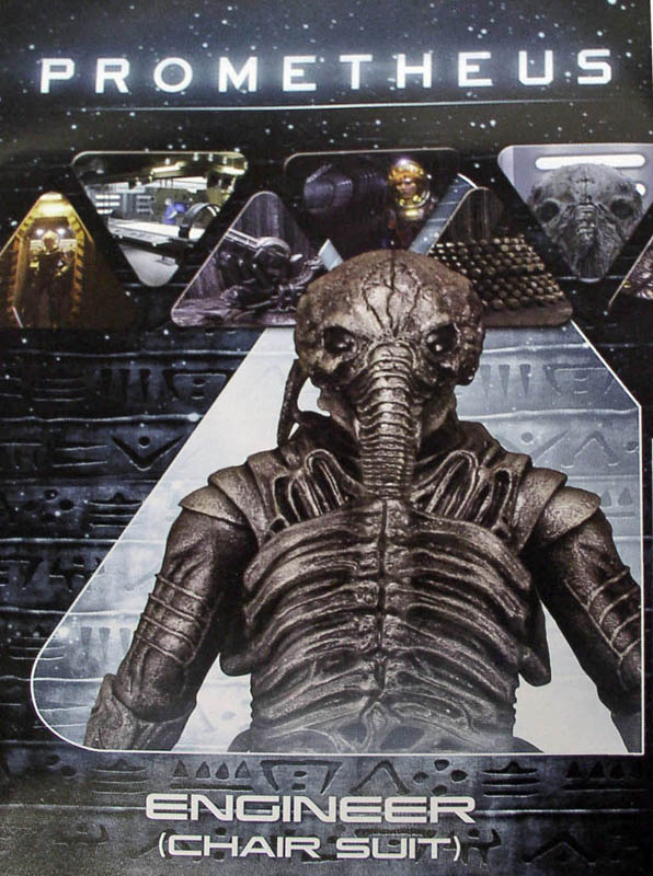 Emballage figurine Neca Engineer Chair Suit du film Prometheus avec visuels de scènes du film