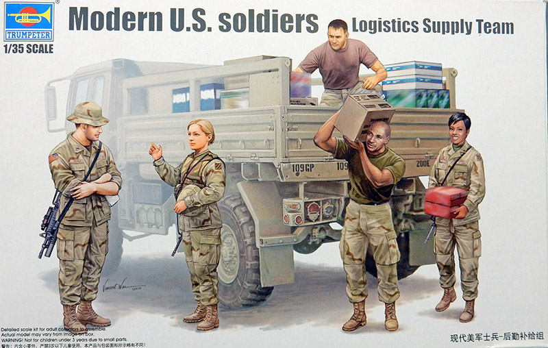 Boîte du kit Trumpeter Modern U.S. soldiers Logistics Supply Team au 1/35