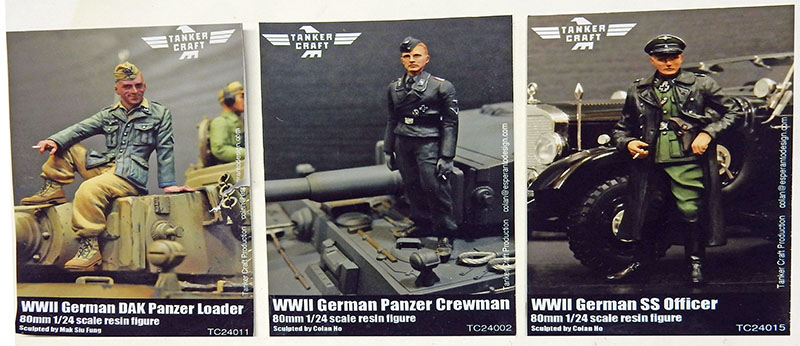 Trois boîtes de figurines en résine Tanker Craft représentant des soldats allemands de la Seconde Guerre mondiale