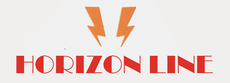 Logo Horizon Line en lettres rouges surmonté de deux éclairs orange stylisés