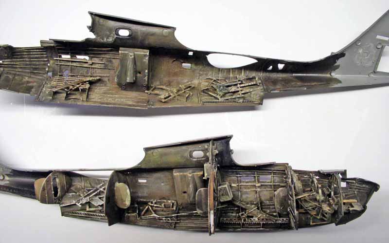 Demi-coques du fuselage du PBY Catalina avec aménagement intérieur détaillé et peint avant assemblage