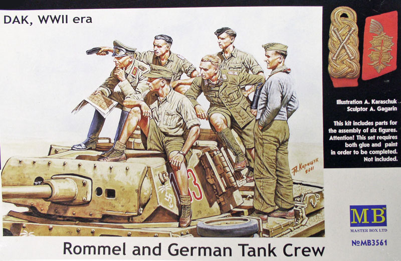 Boîte de figurines Master Box Rommel et équipage de char allemand sur un Panzer, Afrika Korps
