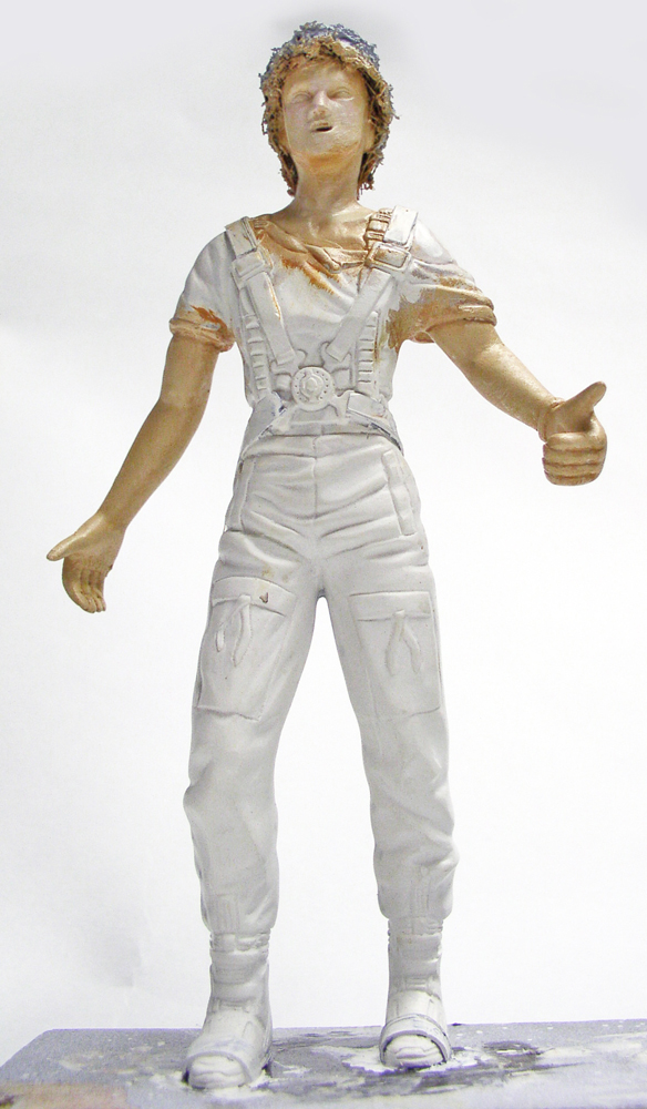 Figurine de Ripley en harnais de Powerloader, peinture claire en cours sur socle
