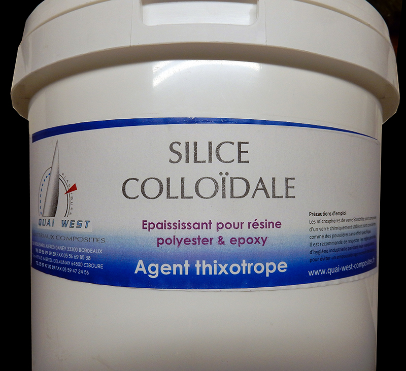 Seau de silice colloïdale Quai West, agent thixotrope épaississant pour résine polyester et époxy