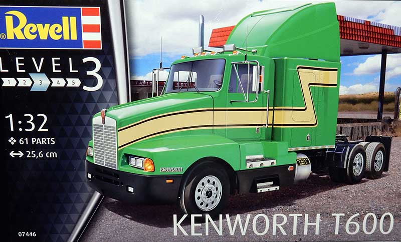 Boîte de maquette Revell du camion Kenworth T600 vert à l'échelle 1/32