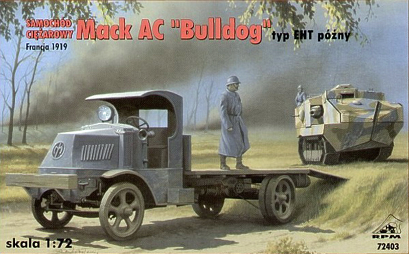 Boîte de maquette RPM camion Mack AC Bulldog 1919 avec soldat et char au 1/72