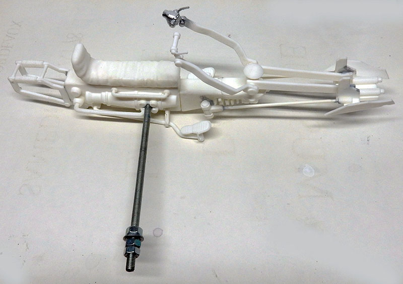 Maquette Speedbike en résine blanche non peinte montée sur tige filetée métallique