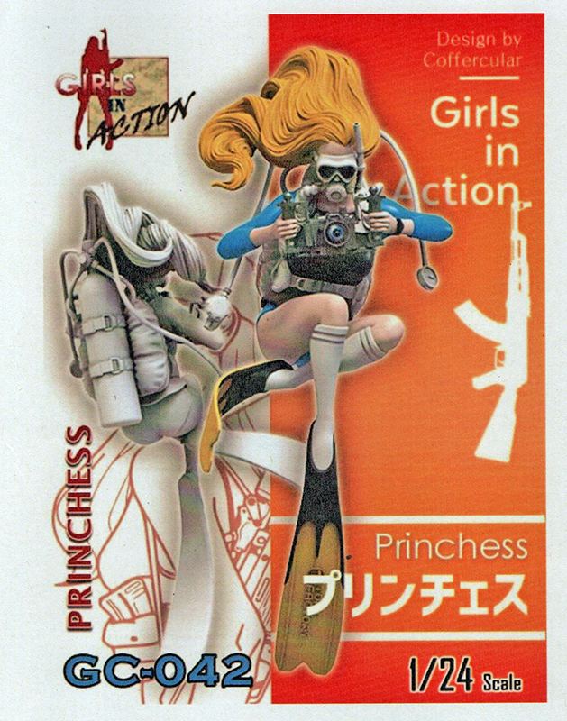 Boîte de figurine Girls in Action Princhess GC-042, plongeuse en équipement de plongée à l'échelle 1/24