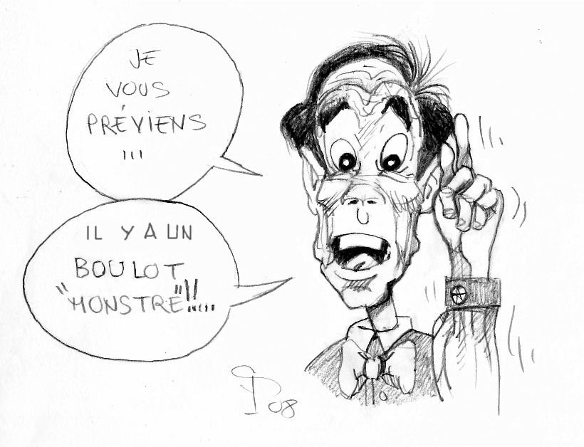 Dessin humoristique d'un personnage levant le doigt avertissant d'un boulot monstre à venir