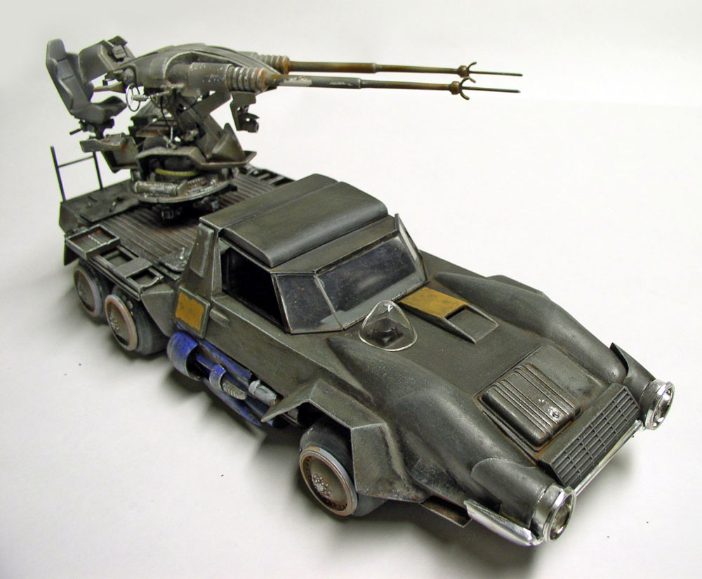 Maquette de véhicule militaire futuriste à canon double monté sur plateau, thème Mars 2150