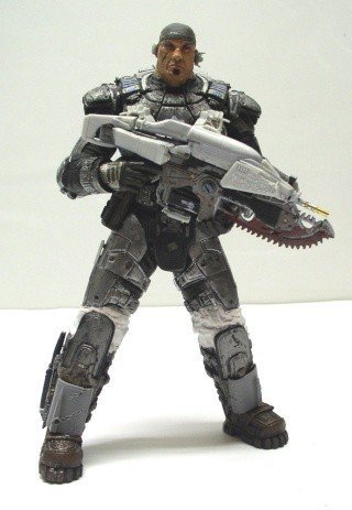 Marcus Fenix de Gears of War en cours de peinture, figurine de maquettisme en gros plan