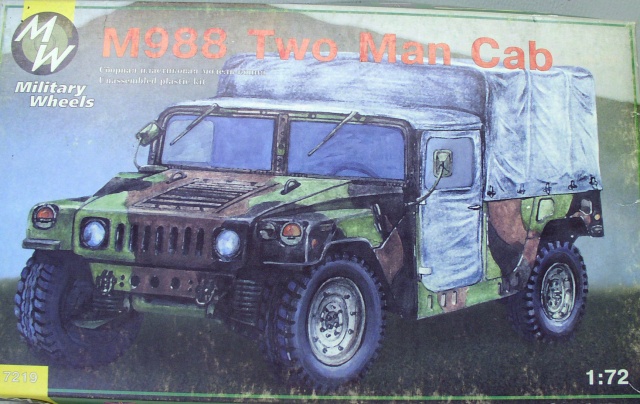 Boîte de maquette Military Wheels M988 Two Man Cab, véhicule militaire camouflé au 1/72