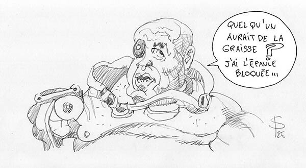 "Quelqu'un aurait de la graisse , J'ai l'épaule bloquée..."